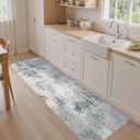 Washable Area Rugs 2x6 Runner Rug for Entryway: Modern Abstract Neutral Soft Indoor Carpet for Hallway Front Door Kitchen Bathroom Bedroom - Grey Blue