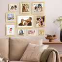 3 x 11x14 Picture Frame, Display 8X10 Picture Frames with Mat or 11x14 without Mat, Wall Mounting Display Photo Frames, Gold