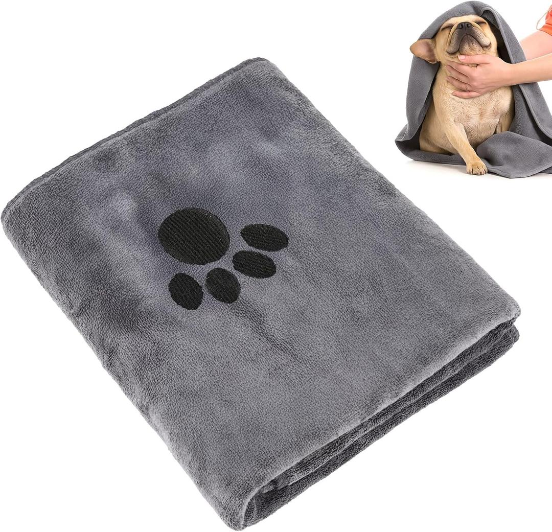 Dog Towels for Drying Dogs Large, Absorbent Microfiber Dogs Bath Towel, 40 x 24 Inch Soft Pet Grooming Towel, Dog Shower & Bath Supplies(Grey) (Gray)