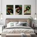 AOYUSMO 3 Piece African American Wall Art Black Men Wall Decor Record Canvas Art Fashion Music Pictures Music Studio Paintings Modern Trendy Artwork For Living Room Bedroom, 16x24in