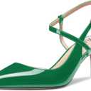 Aachcol Women Slingback Pumps Ankle Strap D'Orsay Stiletto Mid Heel Close Pointed Toe Dress Shoes 2.5 Inches, Size 8