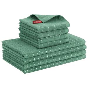Mordimy 100% Cotton Terrycloth Kitchen Towels and Dishcloths Sets, Soft and Absorbent Checkered Dish Towels, Quick Drying Dish Rags for Washing Dishes, 12 Pack 12" x 12", Grass Green