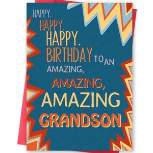 3 x Missonemi Grandson Birthday Card, Birthday Card Gift for Grandson from Grandfather Grandmother