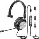 USB Headset with Microphone for PC/Laptop, Computer Headphones (One Ear) Wired Work Headset with Noise Cancelling Mic & Volume Controls for Call Center,Office,Team Meetings,Zoom