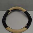 Leather Car Steering Wheel Cover, Non-Slip Car Wheel Cover Protector Breathable Microfiber Leather Universal Fit for Most Cars(Beige)