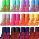 Geyoga 12 Pairs Non Slip Socks Ankle Grip Anti Skid Socks for Boys Toddlers Girl (5-11 Years, Assorted Colors)