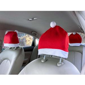 YIXIN 4-Piece Santa Claus hat car seat headrest Cover Cute car Decoration Interior Accessories-car Christmas Decorations-Functional car Decoration, Suitable for Most car headrests (Red-4pcs)