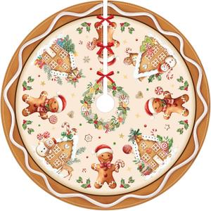 Christmas Tree Skirt 36 Inch Gingerbread Man Christmas Tree Decorations Cute Xmas Tree Mat Ornaments for Home Holiday Xmas Party Indoor Outdoor (Brown, 36 Inches)
