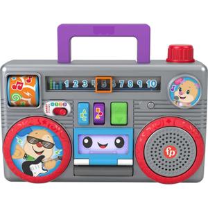 Fisher-Price Laugh & Learn Busy Boombox, Retro-Inspired Musical Infant Activity Toy with Learning Content for Baby and Toddlers (Amazon Exclusive), Compact, suitable for young children