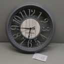 Bernhard Products Large Wall Clock 16 Inch Gray Noiseless Battery Operated Quality Quartz Rustic Farmhouse Shabby Chic Vintage Design for Kitchen/Living Room/Bedroom/Decorative Stylish Clocks