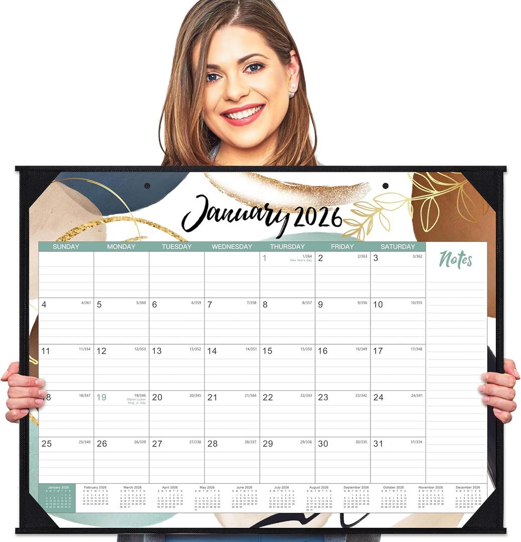2026 Desk Calendar - Large 2026 Desk Calendar 22'' x 17'', Jan 2026 - Dec 2026, 12 Months Calendar 2026, Desk Pad, Large Ruled Blocks, Notes Section, Great Desk/Wall Calendar Organizer