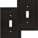 Henne Bery Modern Edge Decorative Wall Plate Switch Plate Outlet Cover, Durable Solid Zinc Alloy (Single Toggle 2PK, Matte Black)