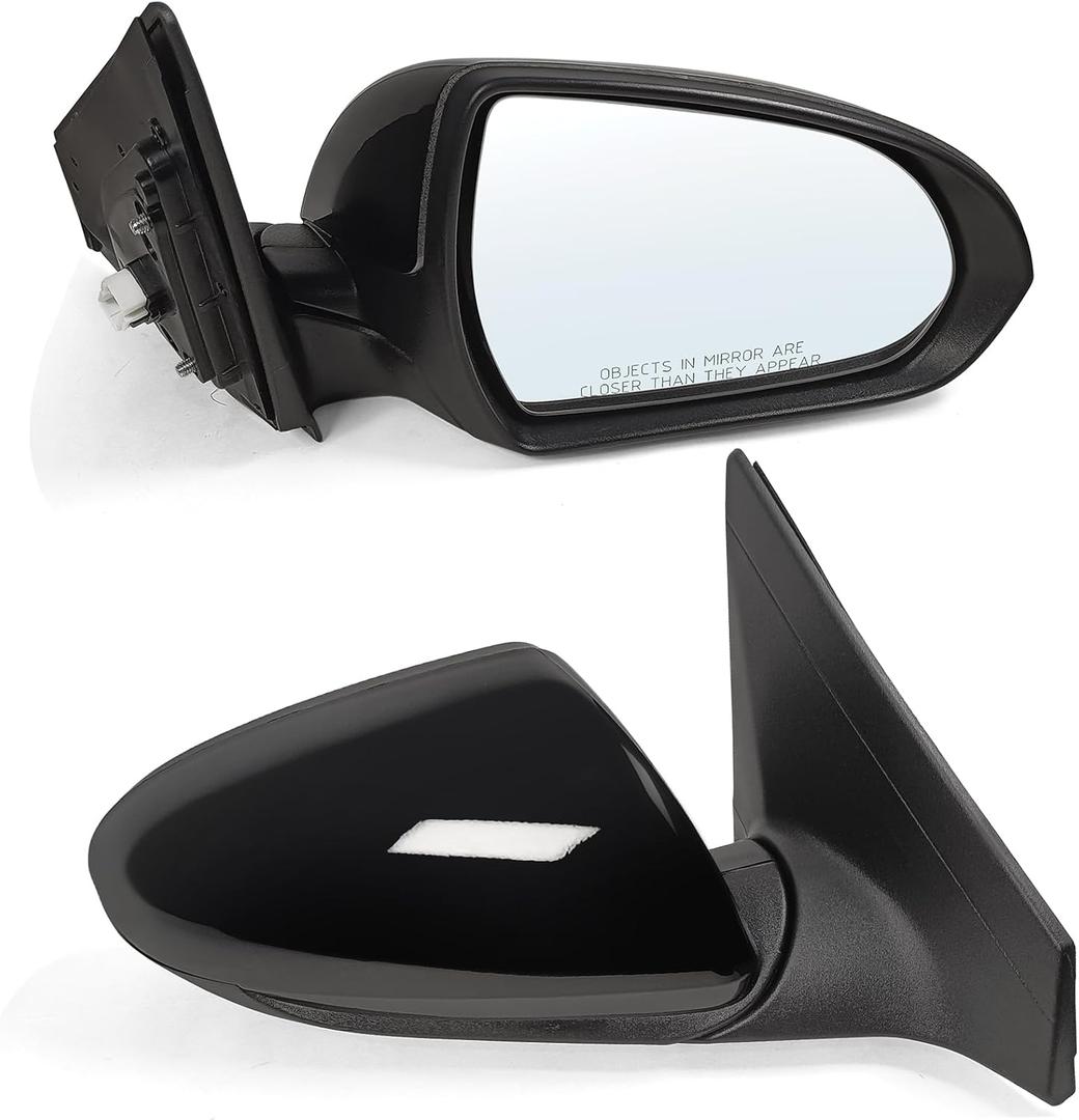 Right Passenger Side Mirror Assembly Fits 2017 2018 2019 2020 Hyundai Elantra with Power Glass Blind Spot Glass and Manual Folding without Heated Turn Signal Match to Black (3Pins)