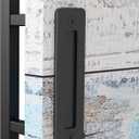 EaseLife 12" Sliding Barn Door Handles and Pulls,Double Sided Hardware Set,Heavy Duty,Square,Rustic,Matte Black Powder Coated Finish,Easy Install