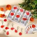 24 Sets Sport Valentines Gifts Bulk Basketball Soccer Baseball Volleyball Football Valentines Exchange Cards and Keychains (Basketball)