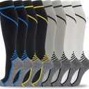 fenglaoda 8 Pairs Compression Socks for Men & Women 20-30 mmHg Knee High Nurse Pregnant Running Medical and Travel Athletic (Large-X-Large)