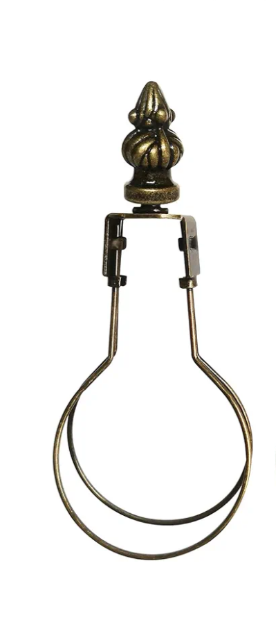 GY & CK® Antique Brass Clip On Lampshade Adapter Lamp Shade Light Bulb Clip Adapter Includes Decoration Finial, Spring Clip for Light Bulb