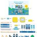 162PCS Wooden Building Blocks Set for Toddlers, Construction City Stacking Toys, Preschool Learning Educational Toys for Kids 3+ Years Girls and Boys (Police Station)