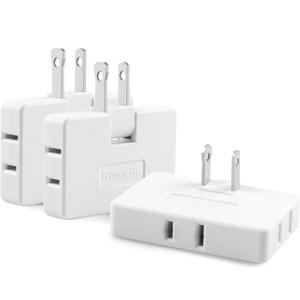 3 Pack AC Flat Wall Outlet Extender Flat Plug Adapter Outlet, Fold-Able 3 Way Wall Adapter Mani Plug for Home and Travel (White)