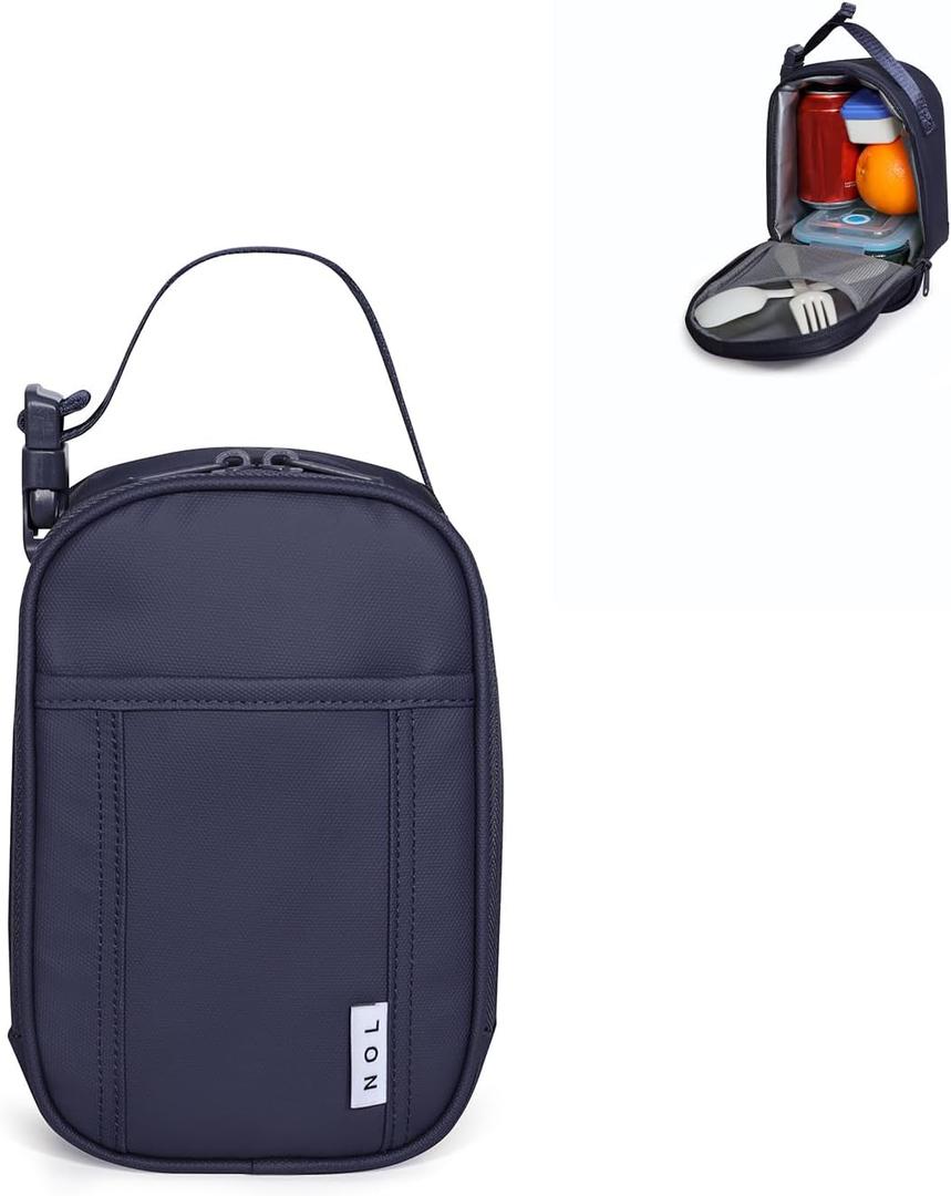 NOL Natural Organic Lifestyle Insulated Lunch Bag for Adult - Snack Bag Lunch Cooler Bag Soft Lunch Tote Bag for Work, Navy blue