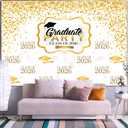 Graduate Party White Decorations Banner Backdrop 8x6 FT Gold Glitter Congrats Grad Background Class of 2026 Backdrops for Photoshoot Graduation Prom Banner Photo Booth Props