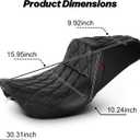 One-Piece Driver and Passenger Seat with Diamond Pattern Stitching Fit for Harley Touring Road King 1997-2007 Street Glide 2006-2007 (Black Stitching)