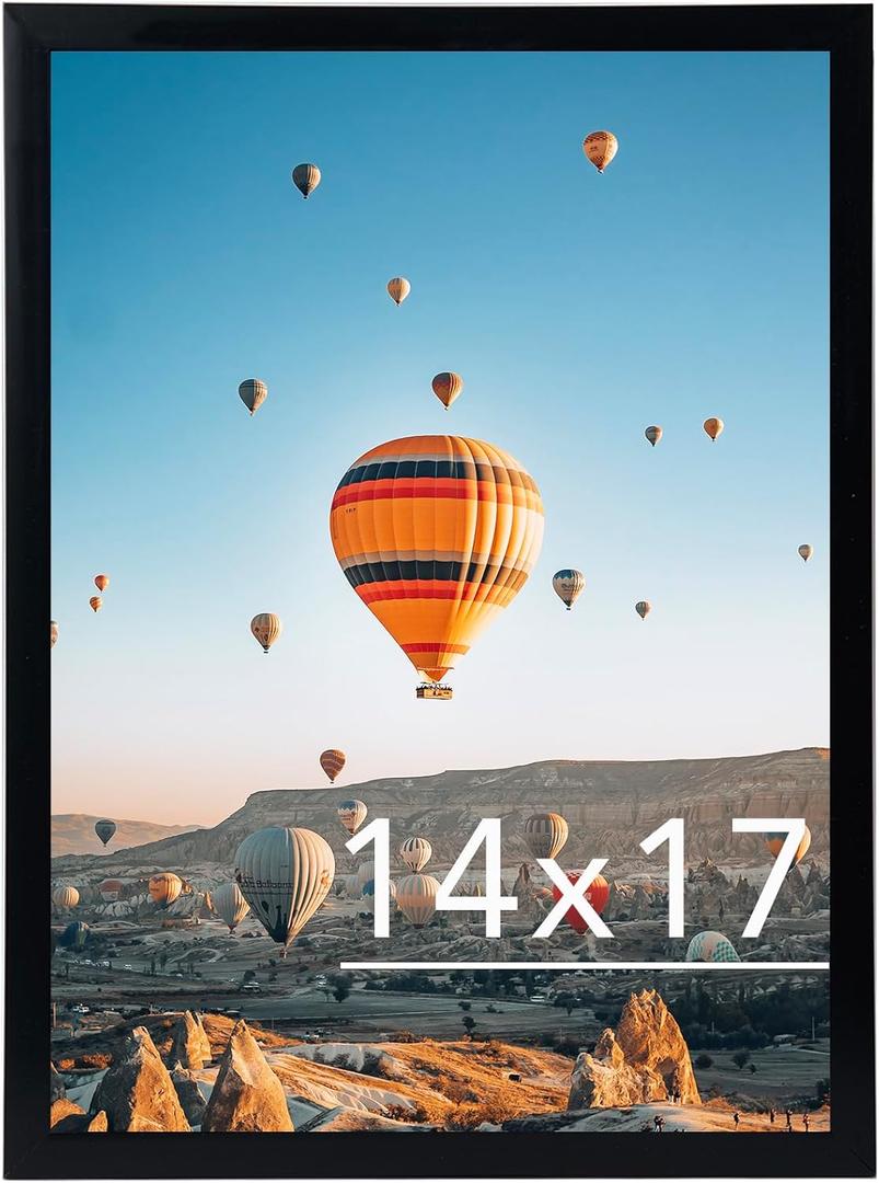 JCJMY 14x17 Picture Frame Black for Poster Photo Picture, Horizontal and Vertical Formats for Wall Hanging, 14 x 17 Wall Gallery Frame for 14 by 17 Photos Posters, Black