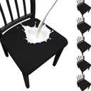 Waterproof Dining Chair Seat Covers Set of 6, Stretch Removable Dining Room Seat Covers for Dining Chairs, Kitchen, Hotel, Party (.Black)