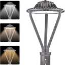 LED Post Top Light 75/100/150W Adjustable 19500 LM 3000/4000/5000K LED Circular Area Light Outdoor Pole Lights with Photocell, IP67 Parking Lot Lights Fixture Commercial Lighting, 100-277V