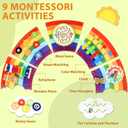 5FT Large Sunshine Rainbow Wooden Activity Wall Panel Christmas Gift Educational Montessori Toy for Toddler Kids Interactive Sensory Activity Busy Board Daycare Learning Center Toddler Room Decor