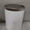 Mbillion Small Trash Can with Swing Lid 2.4 Gallons/9 Liter, Mini Trash Can with lid, Stainless Steel Cylindrical Garbage Can for Home and Office Bathroom Bedroom, for Ground and Desktop White