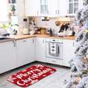 Tinideya Christmas Bathroom Rug 20"x 32" Xmas Bath Mat Red Xmas Bathroom Decor Reindeer Tree Snowflake Bath Mat Non Slip Absorbent Microfiber Washable Soft Holiday Shower Rug(Merry Christmas)