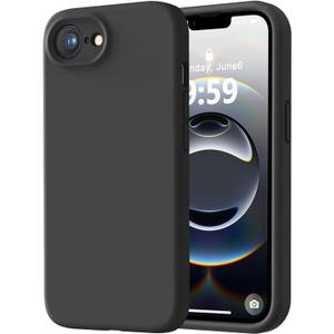 LOVE 3000 Designed for iPhone 16e Case, Premium Silicone with [Soft Anti-Scratch Microfiber Lining] Shockproof Protective Phone Case for Men Women Girls 6.1", Black