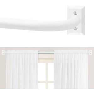 TANGWIN White Wrap Around Curtain Rods 48 to 90 Inch:Blackout Heavy Duty Adjustable Window Curtain Rod for Bedroom Kitchen,Modern Decorative Curved French Metal Single Drapery Rods Easy Install,White