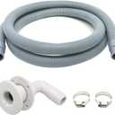 Marine Bilge Pump Hose 3/4 Inch Plumbing Kit, 5 FT Long, 90 degree White Elbow Thru Hull Scupper Flapper Valve, Stainless Steel Clamps