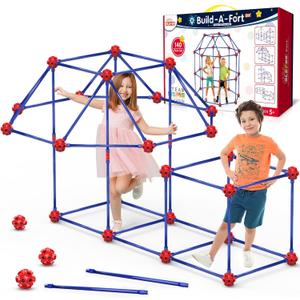 OleFun Fort Building Kit for Kids 4,5,6,7,8+Year Old Boys & Girls, 140 pcs, Creative STEM Building Toys for DIY Castles, Tunnels, Play Tent, Ideal Gift for Aged 5-8