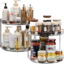LAMU 2 Pack 2 Tier Lazy Susan Turntable Organizer 9.25'' Rotating Spice Rack Organization for Cabinet, Kitchen, Pantry, Countertop, Bathroom, Vanity, Medicine Cabinet Organizer, Grey
