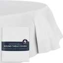 HOUZZKINGZ USA Paper Tablecloths for Round Tables | 4 Pack | White, 3-Ply Premium Paper & Plastic Table Cloths for Parties, Disposable