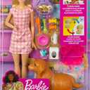 Barbie Doll & Pets Set, Blonde with Mommy Dog, 3 Newborn Puppies with Color-Change Feature & Pet Accessories (1 count (pack of 1))