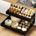 2Pack Expandable Pull Out Cabinet Organizer 21" Deep - Sliding Drawer Organizer Roll Out Shelves Adhesive - Adjustable Width 15.2"-26.2" W (Black)