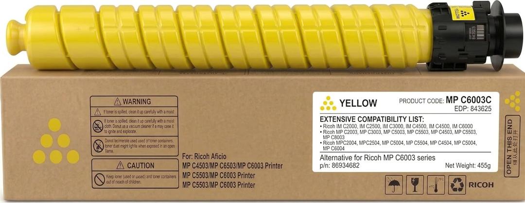 Compatible Yellow Toner Cartridge Replacement for Ricoh IM C3000 C3500 C4500 C6000 C2000 C2500, MP C4503 C6003 C5503 C3503 C3003 C2003 C2503, MP C4504 C6004 C3004 C3504, 841852 (Yellow, 1-Pack)