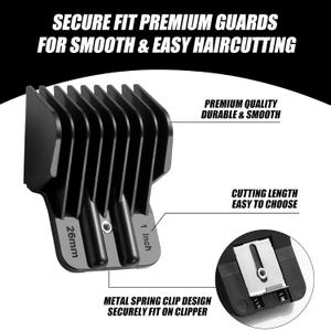 5 Pack Premium Trimmer Guards Fit for BaBylissPRO Barberology FX787 & FX726 Trimmer, Replacement Guards with Metal Spring Clip - From 1/32-5/4 inch Snap on Blade Attachment Combs Set