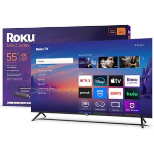 Roku Smart TV 2025  55-Inch Select Series, 4K HDR TV  Roku TV with Enhanced Voice Remote  Flat Screen LED Television with Wi-Fi for Streaming Live Local News, Sports, Family Entertainment