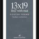 Americanflat 13x19 Poster Frame - Matted to 11x17 - Black