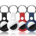 Compatible with AirTag Holder Case with Keychain, 4 Pack Protective Cases Cover Tags GPS Tracker Item Tag Finders Accessories for Keys, Bags, LuggageBlack/White/Red/Blue