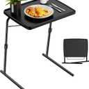 Max TV Tray Table, Allpop Adjustable Large TV Tray for Eating, Folding Dinner Laptop Table on Couch & Bed with 6 Heights & 3 Tilt Angles, Black