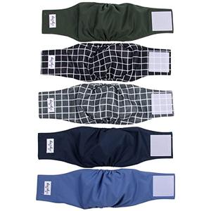JoyDaog Reusable Dog Belly Bands for Male Dogs Diapers,5 Pack Premium Washable Dog Diapers Male Doggie Nappies Wrap,L