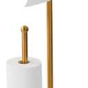 Sfemn Toilet Paper Holder with Tray at The Top, Heavy-Weighted Base No Wobbly, Freestanding Toilet Paper Rolls Stand, Hold Extra 3 Paper Rolls On The Base (Gold)