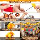 57pcs Day of The Dead Decor, 2 Marigold Garland, 20 Marigold Flowers, 18 Fake Butterfly, 9 Mexican Banner Papel Picado, 8 Skull for Indian Diwali Altar Dia De Los Muertos Decorations, Orange Yellow