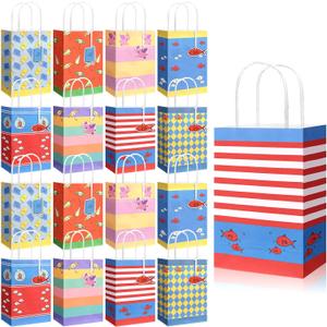 Kolldenn 24 Sets Dr. Party Favor Gift Bags Bulk with Tissue Paper Red Blue Cartoon Candy Treat Bags with Handle Cards Dr. Party Gifts Accessories for Birthday Holiday End of The Year Favors